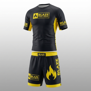 Conjunto de Rashguard de Cobertura Completa y Pantalones Cortos de Jiu Jitsu Blaze Fight Wear para Hombres y Mujeres, para Entrenamiento de BJJ, MMA y Jiu Jitsu, para Adultos - Product Image 1