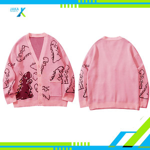 Suéter Masculino con Estampado Animal, Cárdigan Holgado de Punto Grueso con Botones, Ropa Casual de Primavera, Anti-Pilling, Nailon/Algodón - Product Image 3