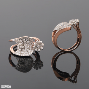 D'VINS JEWELS แหวนเพชรชุบทองคำสีกุหลาบ ทรงกลม ทรงเหลี่ยมเจียระไน ของขวัญแต่งงานสำหรับผู้หญิง เครื่องประดับอินเทรนด์ - Product Image 4