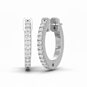 Boucles d'oreilles tendance style éternité pour femmes, or 14 carats et diamants naturels, 24 pierres rondes taille brillant - Product Image 1