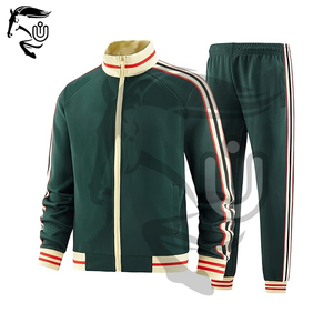 Ensemble de survêtements d'hiver pour hommes en polaire polyester/coton, manches longues, fermeture éclair intégrale, taille élastique, séchage rapide, respirant, survêtement actif - Product Image 5