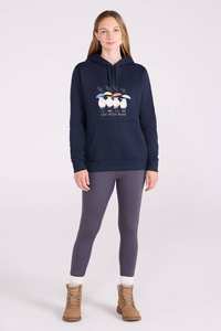 Best Quality Top Selling <b>Navy</b> Oversized <b>Women's</b> Drop Shoulder Printed Relaxed Fit Hoodie Anti-Wrinkle Breathable 100% Front - Product Image 2