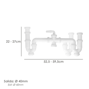 Sifón Doble con Conexión de 1 1/2'', Salida de 40 mm, Extensible - Product Image 2