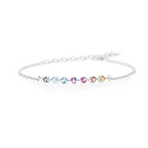 Pulsera de Piedras Preciosas Arcoíris Pastel, Cadena de Cuentas Multicolor, Estilo Divertido para Mujer, Plata de Ley 925, Espectro Diario - Product Image 1