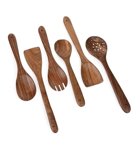 Ustensiles de cuisine en bois de Sesham légers et durables ensemble de 6 pièces Ustensiles en teck lisse avec prise en main confortable Léger - Product Image 3