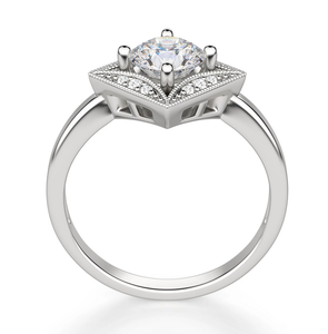 Anillo de compromiso de moissanita de Halo de corte redondo con marco de princesa, anillo de plata de ley para mujer, anillo de moissanita de nuevo diseño para mujer - Product Image 3