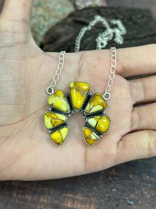 Handmade Sterling Silver Gold Plated Honey Dahlia Squash Blossom <b>Necklace</b> Bezel Setting Artisan Jewelry <b>Boho</b> Statement - Product Image 6