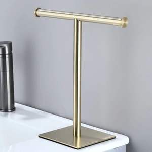 Vintage brass <b>towel</b> stand for rustic <b>bathrooms</b> offering durable design elegant <b>storage</b> solution for everyday use - Product Image 6