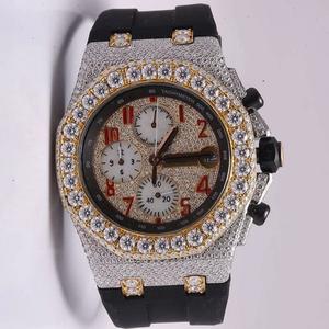 2025 reloj de correa de goma de acero inoxidable hecho a mano de lujo Premium VVS Moissanite Diamond Full IcedOut Hip Hop Style 41mm Dial India - Product Image 1