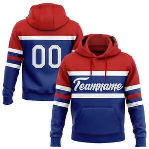 Venta al por mayor y Dropship Custom Stitched Royal White-Red Line Sports Pullover Sudadera con capucha - Product Image 1