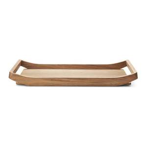 Vente en gros, plateau de service rond en bois de noyer brun rustique de petite taille personnalisé avec poignées, plateaux pour sarfophages naturels - Product Image 5