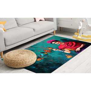 พรมเชนิลล์ลายผีเสื้อ Frida Kahlo: พรมตกแต่งร้านเสริมสวยกันลื่น พรมนุ่มแบบไม่ทอ - Product Image 3