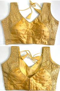 Blusa moderna de tela de seda de Milán con cuello en V con decoración de lentejuelas bordado tejido Jari Work Back Huk para vestidos de novia de moda - Product Image 3