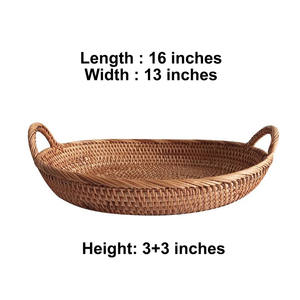 Décor à la maison écologique multifonction rotin tissé panier de rangement poignées grande forme ovale pour le café servant le stockage du pain - Product Image 2