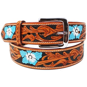 Mejor precio Hombres y Mujeres Cinturón de correa occidental Pintado a mano Floral Cuero de vaca con hebilla de aleación Longitud personalizada Directo al por mayor - Product Image 3