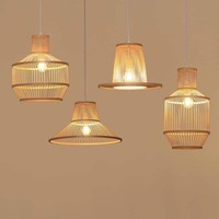 Lustre en rotin fait main chapeau de paille rond lampe en bambou pastorale Vintage Restaurant suspension pour café Bar Restaurant