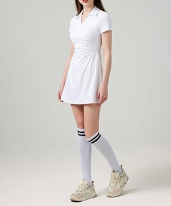 Vestido de tenis de manga corta de calidad superior para mujer con pantalones cortos separados Ropa deportiva con estampado de mesa para voleibol - Product Image 6