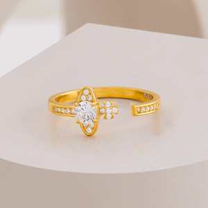 Romantic 92.5 <b>Silver</b> Rose Gold & Rhodium Plated Eternity Number <b>Ring</b> <b>Emerald</b> Cut Diamond Gift for Her - Product Image 2