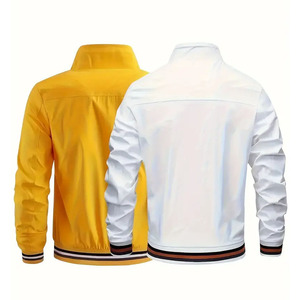 Chaqueta informal bordada con letras americanas para hombres y mujeres 100% algodón primavera nuevo diseño con cuello alto de corte curvo empalmado - Product Image 2