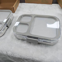 Boîte à lunch portable en acier inoxydable, compatible micro-ondes, compartimentée, avec couvercle articulé en silicone Tritan, capacité 900 ml, AIBAO