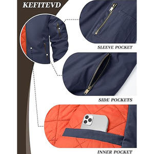 บริการขายส่ง OEM เสื้อแจ็คเก็ตบอมเบอร์ผู้ชายแบบเป็นทางการ ระบายอากาศได้ดี ผลิตจากโพลีเอสเตอร์/ผ้าฝ้าย  รับทำโลโก้ตามสั่ง มีฮู้ด คอปก กระดุม กระเป๋า เหมาะสำหรับฤดูหนาว - Product Image 4