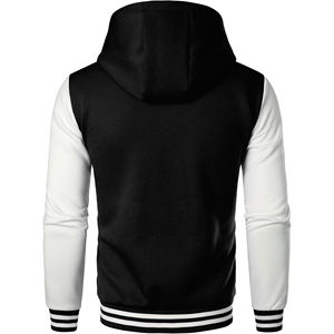Veste de baseball pour hommes, style universitaire, personnalisée OEM, matelassée, bicolore, boutons recouverts, 100% coton, logo sur le devant - Product Image 3