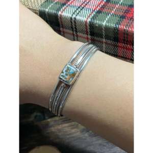 Navajo-Made Mohave Turquoise & Sterling <b>Silver</b> <b>Cuff</b> <b>Bracelet</b> Cultural Collectible Jewelry - Product Image 1