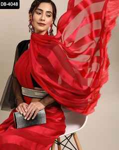 Georgette-ropa de vestir étnica india, blusa de seda satinada con diseño elegante, Saree DE TRABAJO Zalar con Bangloriy - Product Image 5