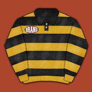 Camiseta de rugby premium de 300 GSM de algodón y poliéster con paneles beige y blanco, estampado bordado y logotipo personalizado. Camisetas de rugby tipo polo. - Product Image 3