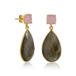 <b>Top</b> New Arrival 925 Sterling <b>Silver</b> Huggie Earrings Pink Quartz Natural Labradorite Indian Fashion Jewelry for <b>Women</b> - Product Image 6