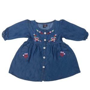 ชุดเดรสยีนส์ปักลายสำหรับเด็กผู้หญิง - สีฟ้า - Product Image 3