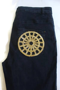 Patch brodé à paillettes d'or fabriqué à la main forme ronde perles d'appliques en tissu circulaire pour accessoires de décoration de Festival d'usure ethnique - Product Image 5