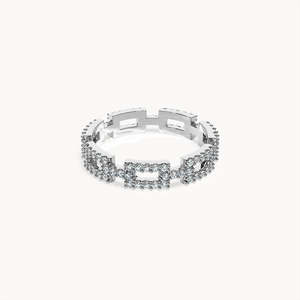 Anillo de Clúster Fino Florence con Certificación IGI y Engaste Geométrico de Circonita para Boda - Product Image 1