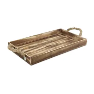 Bandeja redonda de madera de la mejor calidad con asas, bandeja decorativa para servir en el hogar para uso en la cocina a precio mayorista - Product Image 1