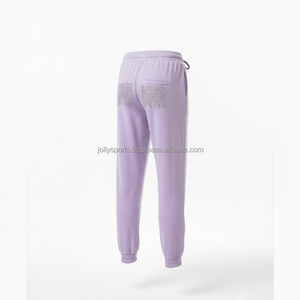 Women Rhinestone Jogger Pant Premium 300 GSM Fleece Fabric Soft Lilac Color Custom Logo Glitter Design women's pants - Product Image 5
