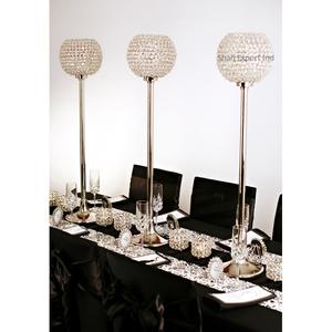 Fantaisie Décoratif Métal Cristal Gobelet Bougeoir Table Pièce Maîtresse Couleur Argent pour La Décoration De Noces - Product Image 4