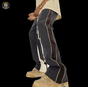 Pantalones de chándal de pierna ancha holgados acampanados con gradiente de lavado ácido para hombre con logotipo personalizado OEM, pantalones deportivos de algodón, pantalones acampanados para hombre 2026 - Product Image 4