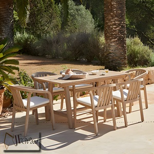 מינימליסטי מודרני עץ מלא כיסא חיצוני שולחן קפה סט סט סט עמיד נוח לסביבה ריהוט גן - Product Image 1