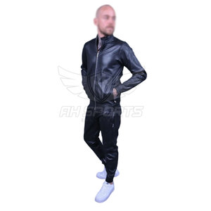 Chándal personalizado de cuero para hombre con logotipo de manga larga de Talla grande-Ropa deportiva personalizada para la temporada de invierno - Product Image 6