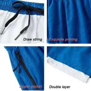 Custom Summer Casual Board Shorts Double Logo Color Unique Solid Double <b>Layer</b> Designer Lining Elastic Waist-All Print Blank - Product Image 3