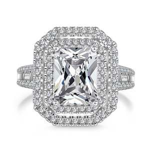 Jeulia <b>Sterling</b> <b>Silver</b> Double Halo Engagement <b>Ring</b> with Diamond <b>Adjustable</b> 18K Gold Plated - Product Image 1