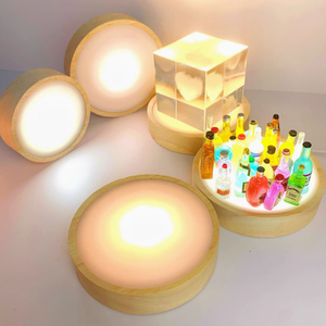 Base lumineuse LED en bois massif chargeant rond carré acrylique lumière sous-<span class=keywords><strong>verre</strong></span> <span class=keywords><strong>verre</strong></span> à vin support inférieur atmosphère veilleuse - Product Image 5