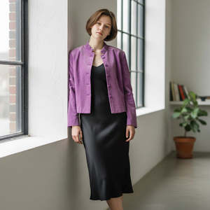 Chaqueta de terciopelo unicolor, corta, acolchada, tipo bomber, con capucha y cierre de botones, para otoño y primavera, relleno de poliéster, talla XL - Product Image 1