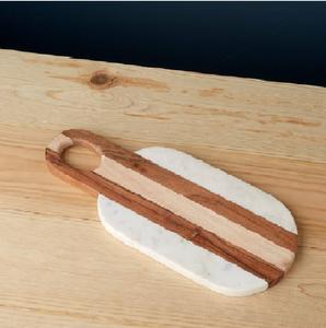 Planche à Charcuterie pour Aliments Nouveau Design Planche à Découper en Bois et Marbre Planche de Service Ronde pour la Maison Blocs à Découper avec Poignée - Product Image 1