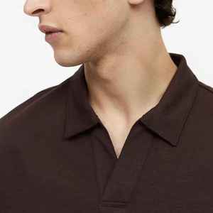 เสื้อยืดคอกลมแขนสั้นผ้าฝ้าย100% กำมะหยี่สำหรับผู้ชายและสีทึบปิดซิปสำหรับใช้ในชีวิตประจำวันและพักผ่อนกลางแจ้ง - Product Image 3