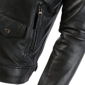 Veste en cuir pour motards classique Brando en cuir noir de qualité supérieure pour hommes avec veste en cuir Lac pour hommes - Product Image 4