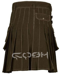 Victory Utility Kilt Mens Scottish Chocolate Brown Deluxe Utility Fashion Kilt para eventos casuales con bolsillo lateral, proveedor de Kilt - Product Image 5