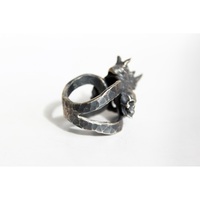 Crusted Jewelry Rings 16 Bague de personnalité punk rhinocéros en argent turc 925, motif animal classique, pierre naturelle, certifiée par un tiers
