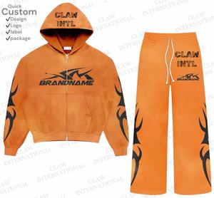 Survêtements en éponge française avec logo personnalisé Survêtements surdimensionnés unisexe en coton polaire épais et respirant pour hommes - Product Image 4