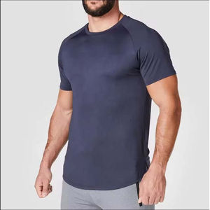 Camiseta de algodón de estilo callejero para hombre, suave y cómoda, manga corta, cuello redondo, transpirable, estampado sólido, ropa de verano - Product Image 1
